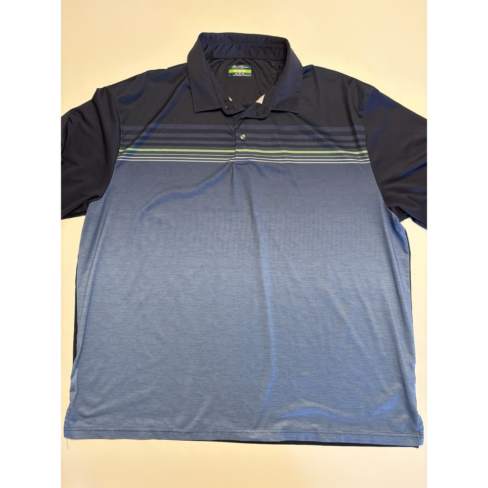 Ben Hogan Performance 3XL Blue Stripe Golf Polo 30% Recycled Blue Green Athletic